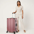 Vintage 22 Inch Pink Aluminum Suitcase – Hard Shell Luggage with TSA Lock & Spinner Wheels
