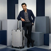 Vintage 22 Inch Sliver Aluminum Suitcase – Hard Shell Luggage with TSA Lock & Spinner Wheels