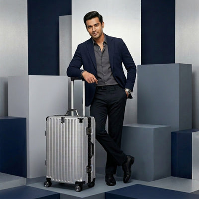 Vintage 30 Inch Sliver Aluminum Suitcase – Hard Shell Luggage with TSA Lock & Spinner Wheels