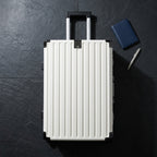Vintage 22 Inch White Aluminum Suitcase – Hard Shell Luggage with TSA Lock & Spinner Wheels