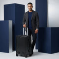 EverBest Executive 22 Inch Black Cabin Luggage – Laptop Compartment, USB Port, TSA Lock | Aluminium Frame Polycarbonate Hardside Trolley