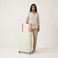 EverBest 22 Inch Polycarbonate Hard Case Zipperless Aluminium Frame White Suitcase
