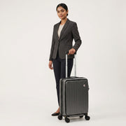 EverBest 22 Inch Grey Suitcase Trolley Bag with Laptop Compartment | Hard Shell Cabin Luggage with Spinner Wheels & USB Port