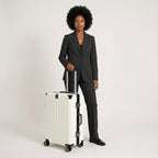 Vintage 22 Inch White Aluminum Suitcase – Hard Shell Luggage with TSA Lock & Spinner Wheels