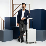 EverBest 22 Inch Wide Handle Zipper White Suitcase