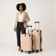 Vintage 22 And 26 Inch Pink Aluminum Set Of 2 Suitcase  – Hard Shell Luggage with TSA Lock & Spinner Wheels
