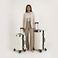 Vintage 22 And 26 Inch White Aluminum Set Of 2 Suitcase  – Hard Shell Luggage with TSA Lock & Spinner Wheels