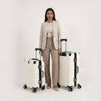 Vintage 22 And 26 Inch White Aluminum Set Of 2 Suitcase  – Hard Shell Luggage with TSA Lock & Spinner Wheels