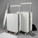 EverBest 22 & 26  Inch Set Of 2  Wide Handle Zipper White Suitcase
