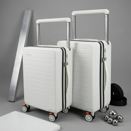 EverBest 22 & 26  Inch Set Of 2  Wide Handle Zipper White Suitcase