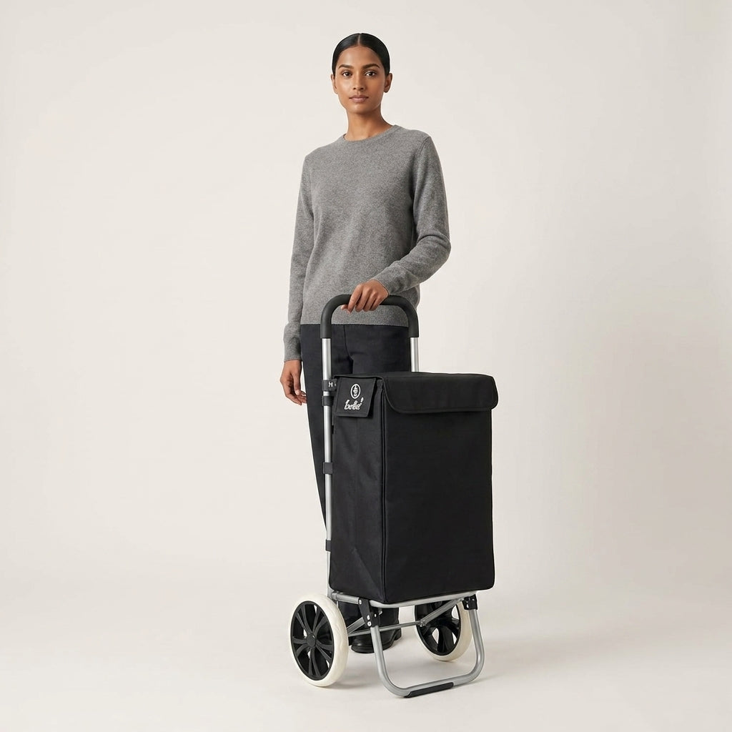 EverBest® Shopping Trolley Bag with Wheels | Grocery, Fruits, Vegetables, Laundry | 45 Litre Capacity (Black)