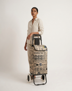 Eb Ever Best-Series Of Bags Foldable Shopping Trolley Bag with Wheels, Grocery, Fruits & Vegetables Cartbasket, 38 litres Capacity, Beige