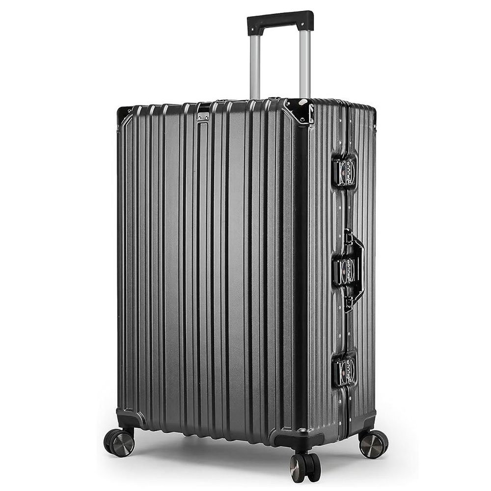 EverBest Polycarbonate Hard Case Aluminum Frame Suitcase 4 Quite 360 Double Wheels Trolley Bag Large 30 inch Checkin Grey Everbest Shop