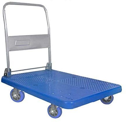 Welbuilt Platform Trolley 300 Kg Capacity (90×60×13 cm) – Blue Plastic | Non-Slip Platform Heavy-Duty Hand Trolley for Industrial & Commercial Use