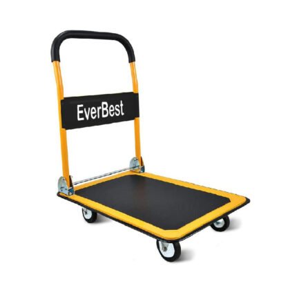 Welbuilt Platform Trolley 200 Kg Capacity (75×51×15 cm) – Yellow Iron | Non-Slip Platform Safety Hand Trolley for Industrial & Commercial Use