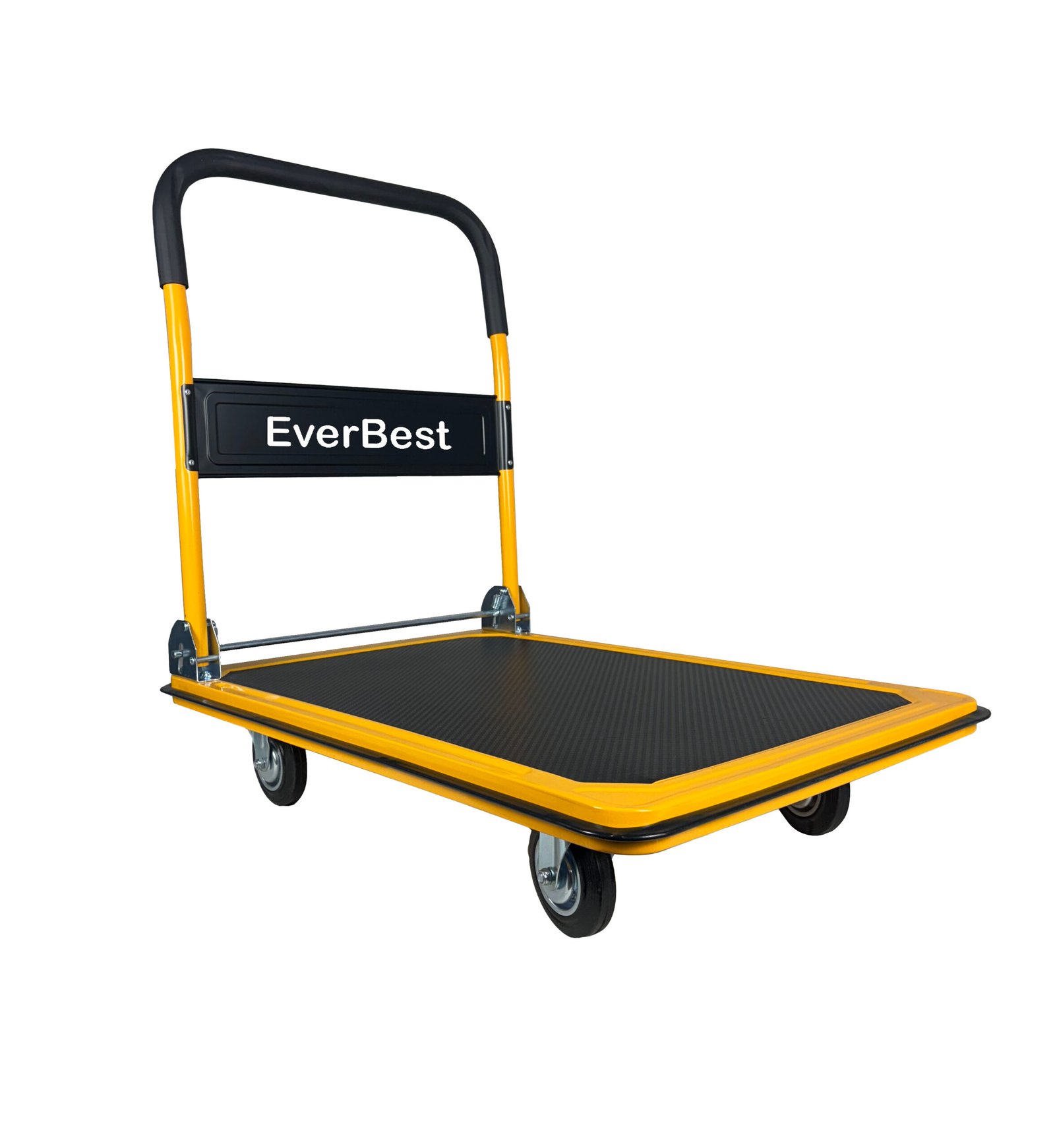 Welbuilt Platform Trolley 300 Kg Capacity (14×61×92 cm) – Yellow Iron | Non-Slip Platform Heavy-Duty Hand Trolley for Industrial & Commercial Use