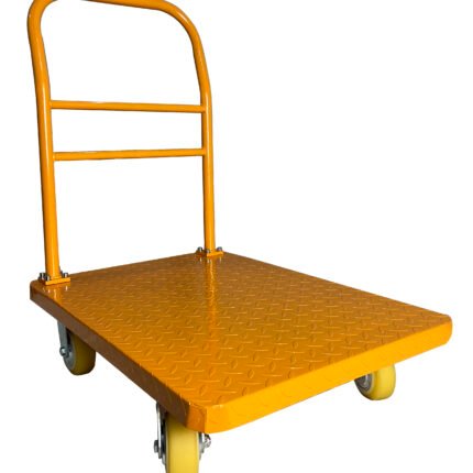 Welbuilt Platform Trolley 700 Kg Capacity (122×15×98 cm) – Yellow Iron | Non-Slip Platform Heavy-Duty Hand Trolley for Industrial & Commercial Use
